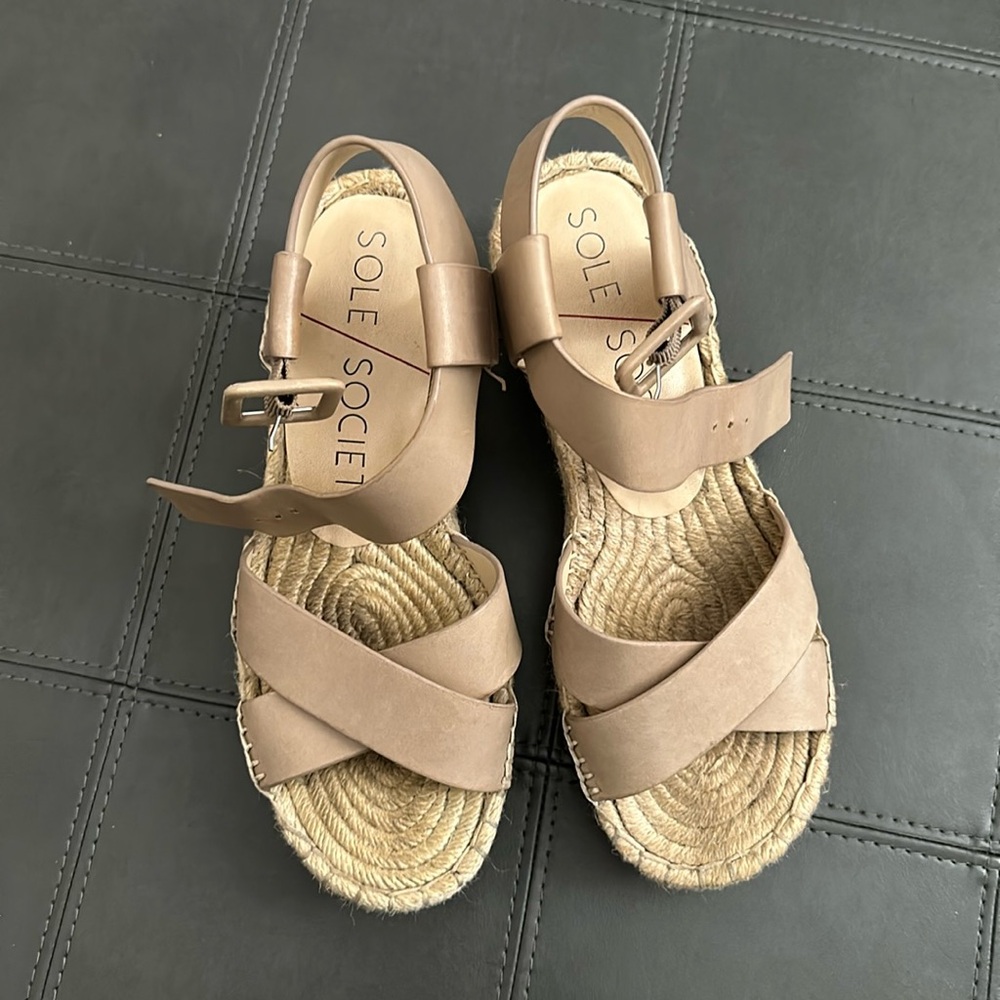 Espadrille Wedge Sandals Nude sz9